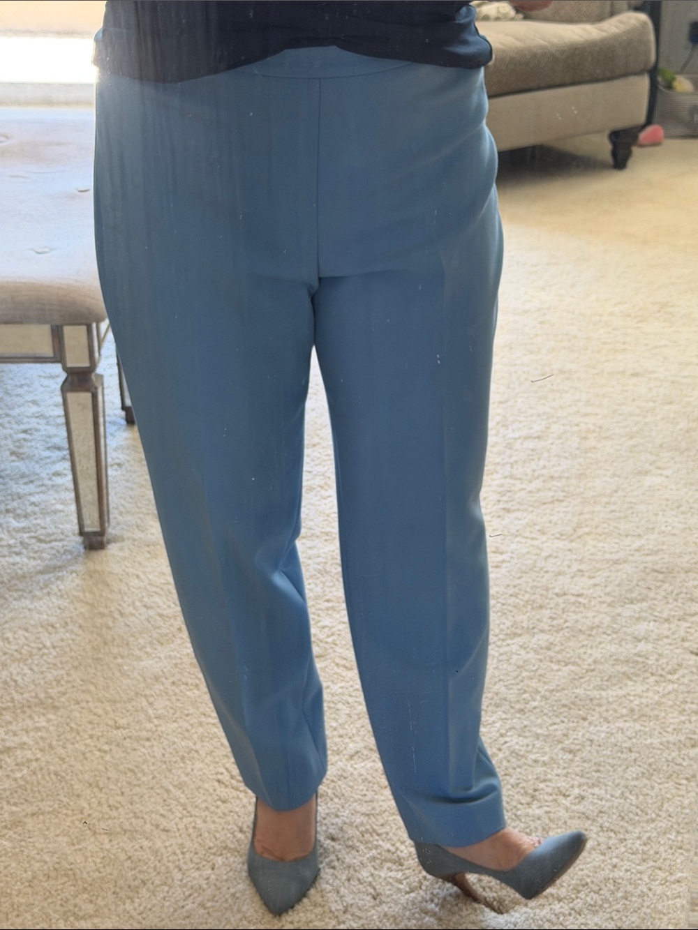 Boss Women High-Rise Straight Leg Pants in Slate Blue